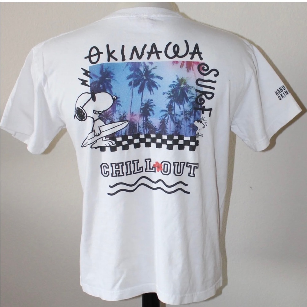 Men's Size Medium Habu Box Okinawa Japan Peanuts Snoopy Surfs Up Chill Out Shirt